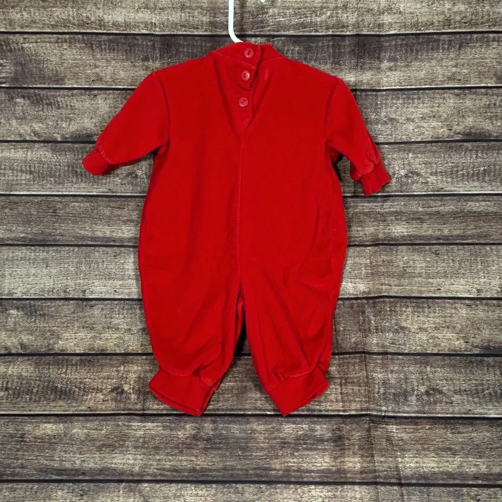 Vintage OshKosh B'gosh Red Velour Holiday Toy Soldier‎ Romper 3-6M Christmas
